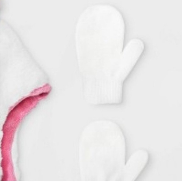 NWT Cat & Jack Baby Girls’ Fleece Trapper Winter Hat & Mittens Set - Picture 3 of 6